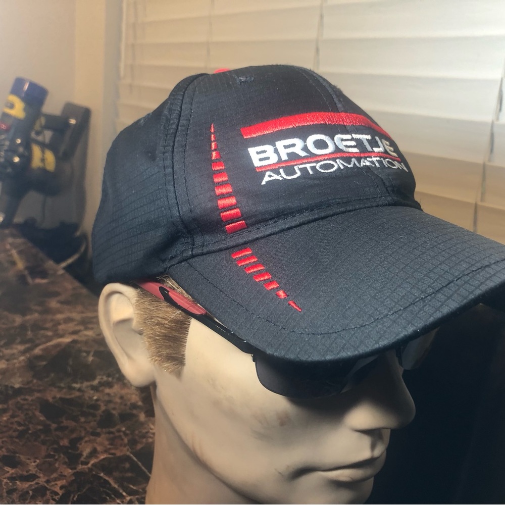 Cap America Golf "Broetje Automation" Men's Black Red Cap Strap Back